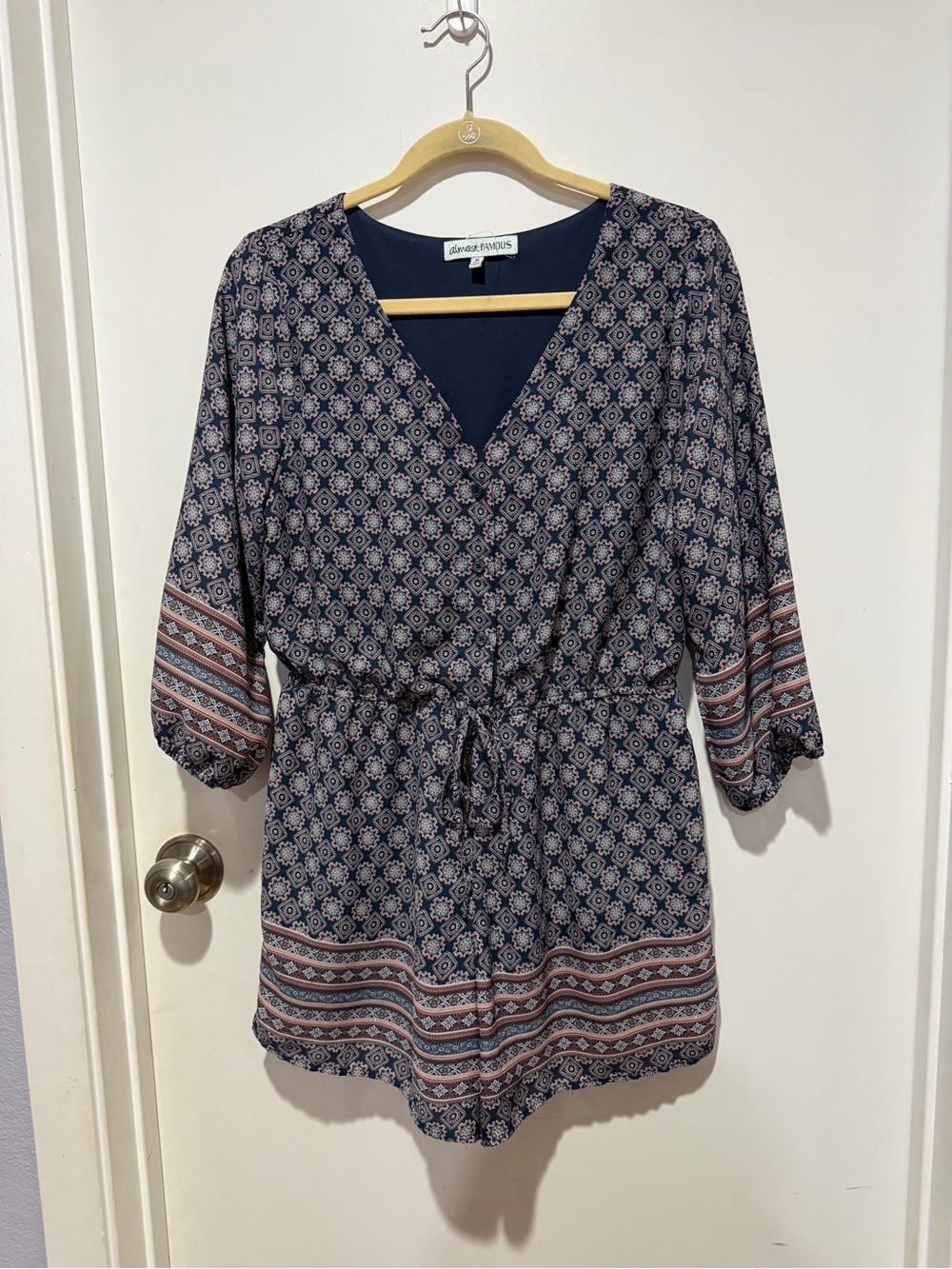 Almost Famous Navy & Pink Printed V-Neck Romper